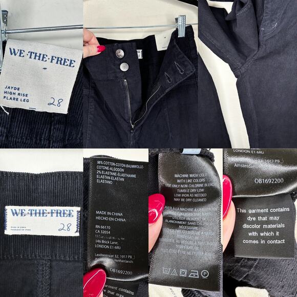 NWOT We The Free People Jayde High Rise Cord Flare Leg Beluga Jeans Pants 28 - Picture 12 of 15
